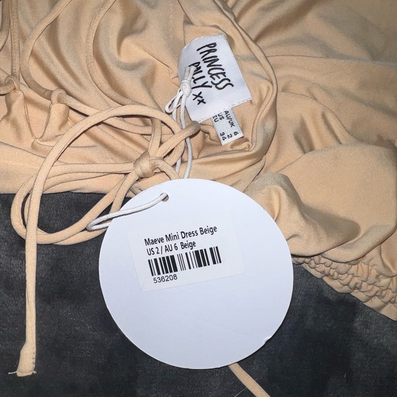 Princess Polly Maeve Mini Dress in Beige Size 2 New with tag - Picture 13 of 15